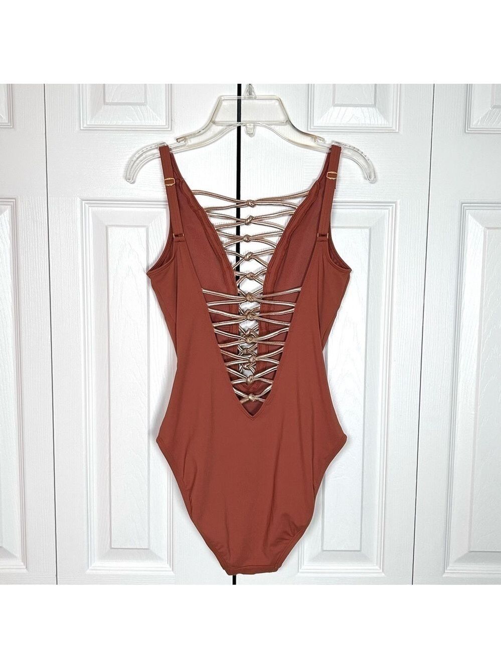 Bleu Rod Beattie One Piece Swimsuit Brown Gold Size 4 - Picture 9 of 14